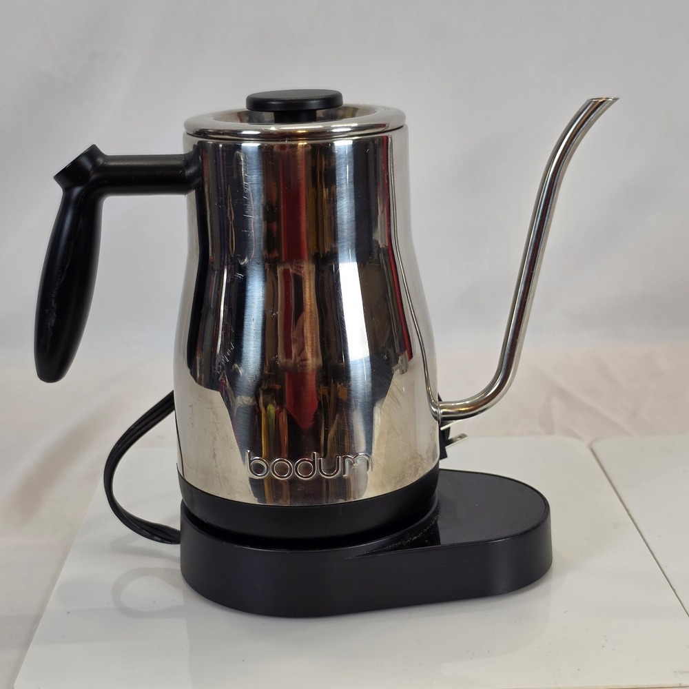 Bodum Bistro Electric Gooseneck Water Kettle 34oz 1L Chrome Stainless Steel